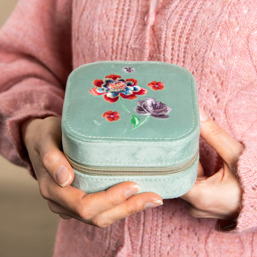 Laura Ashley Elveden Embroidered Jewellery Box | Floral Storage Case