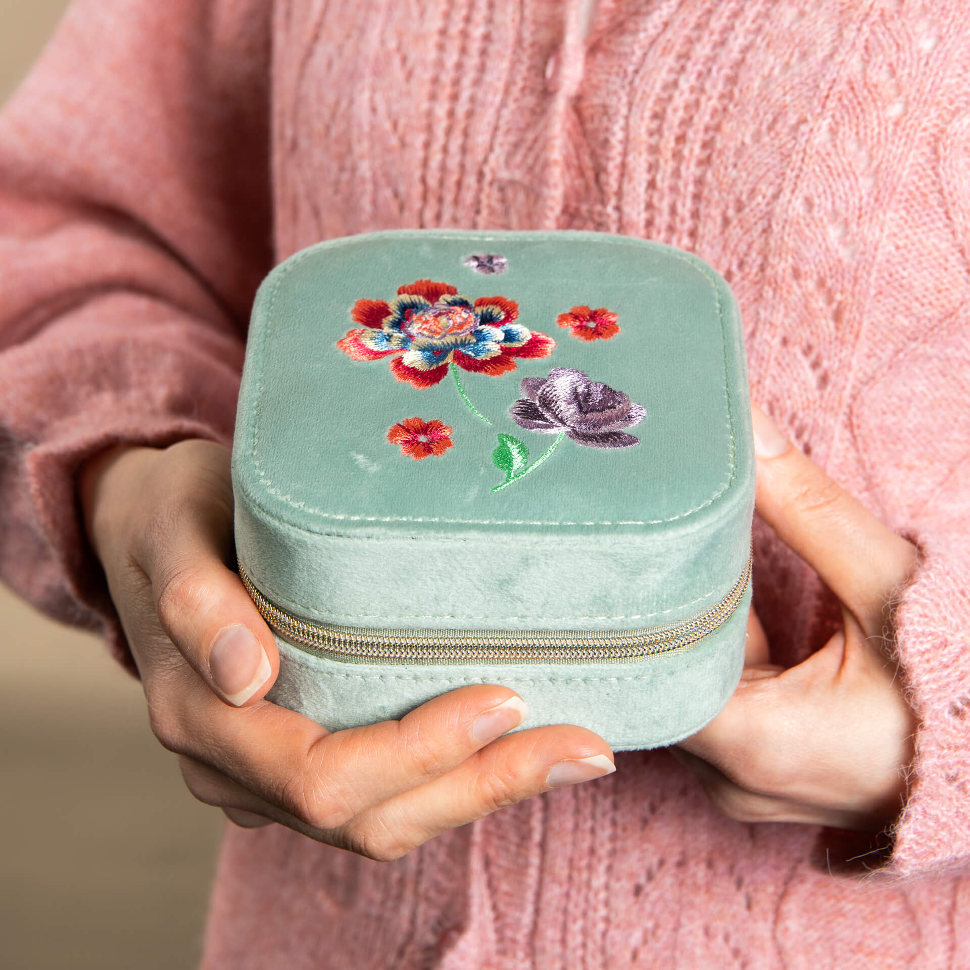 Laura Ashley Elveden Embroidered Jewellery Box | Floral Storage Case