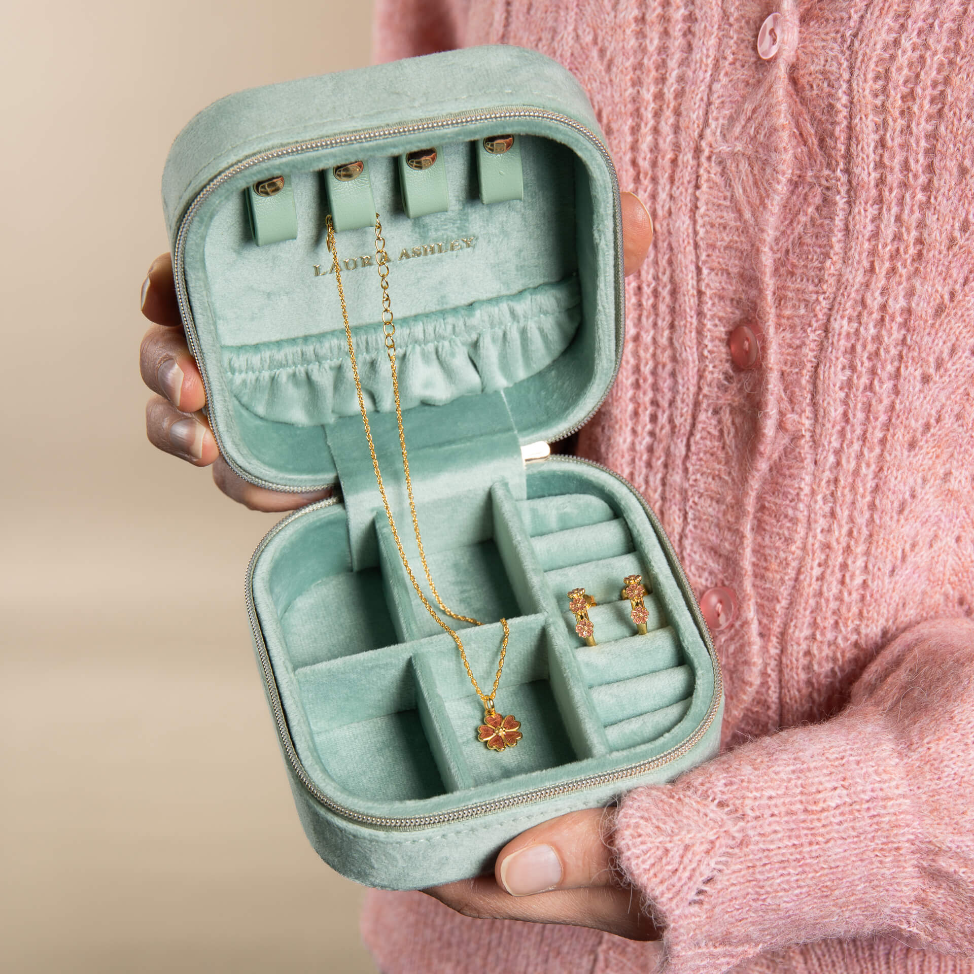 Laura Ashley Elveden Embroidered Jewellery Box | Floral Storage Case