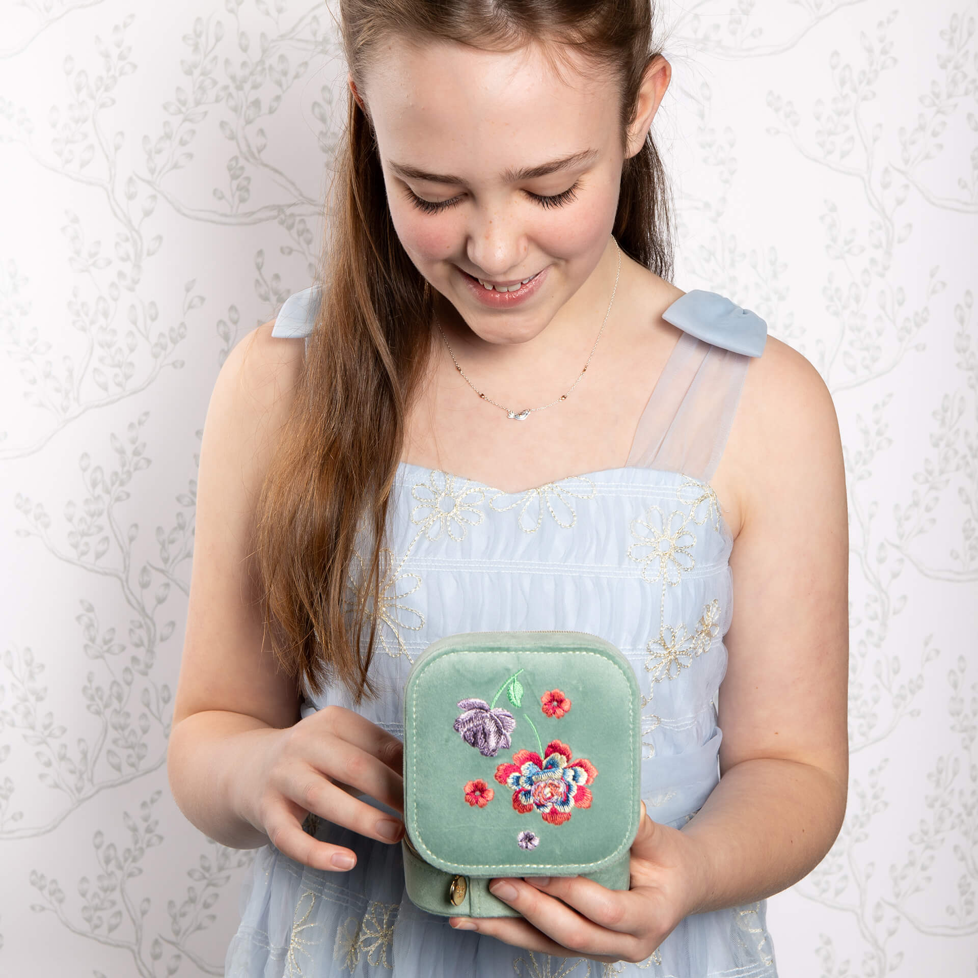 Laura Ashley Elveden Embroidered Jewellery Box | Floral Storage Case