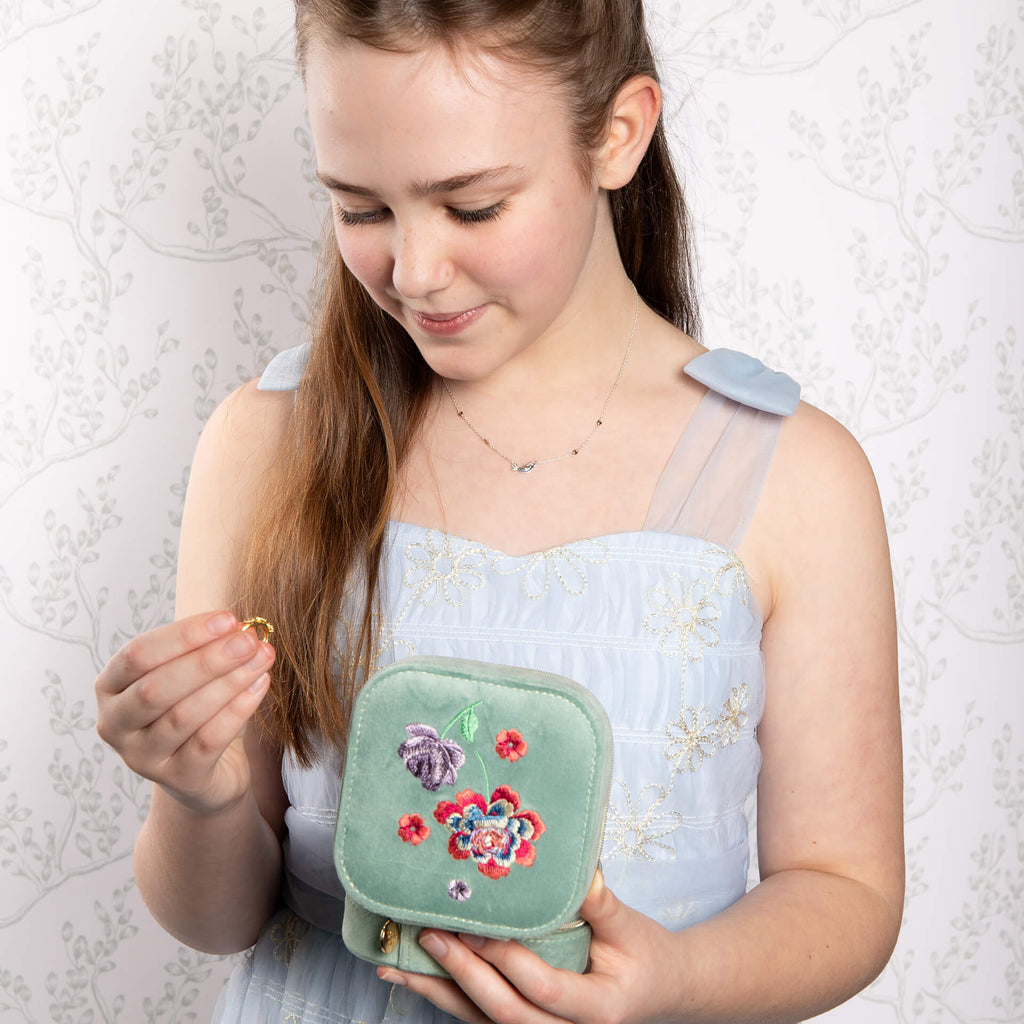 Laura Ashley Elveden Embroidered Jewellery Box | Floral Storage Case