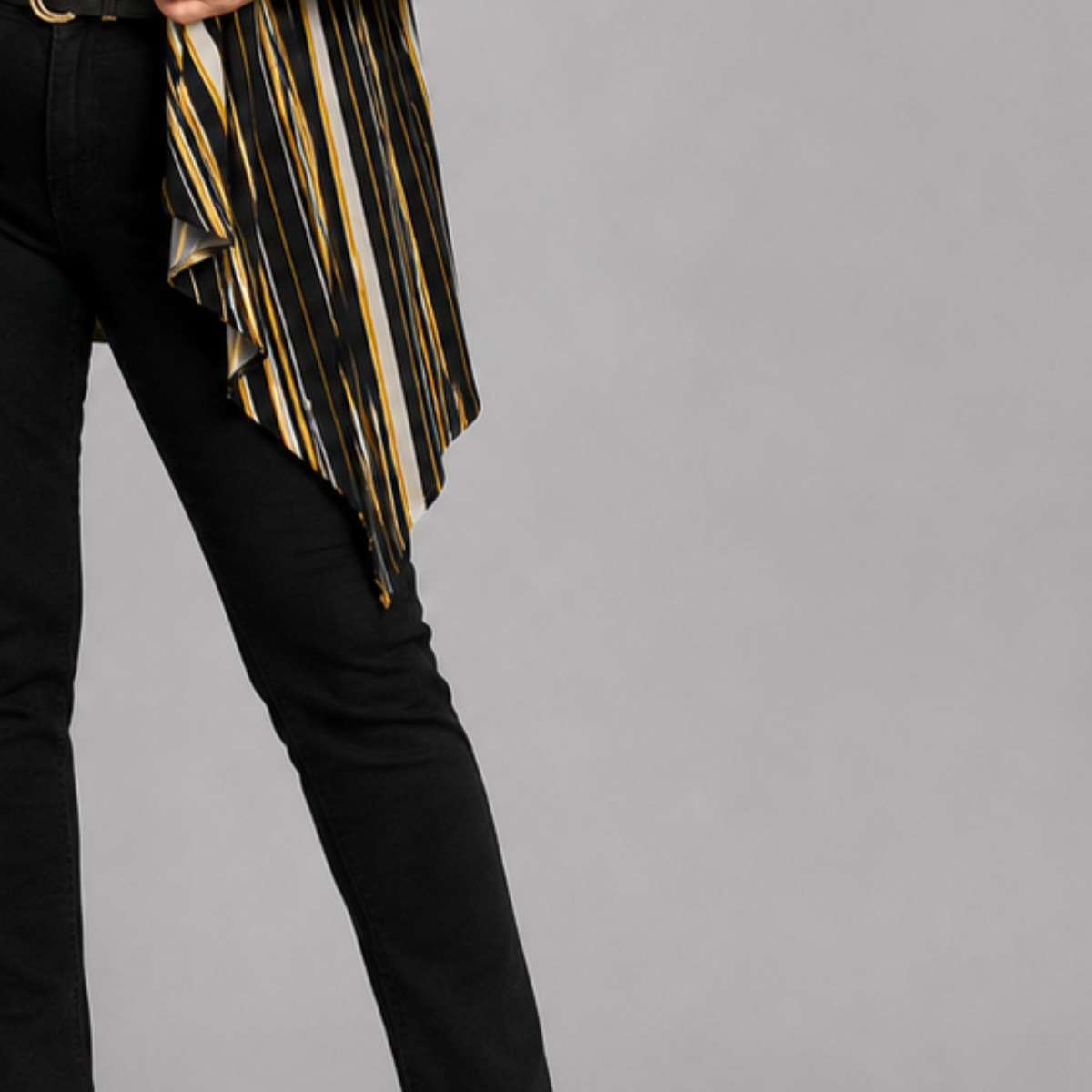 STRIPED WATERFALL JACKET WITH FEATURE ZIP SHOULDERS