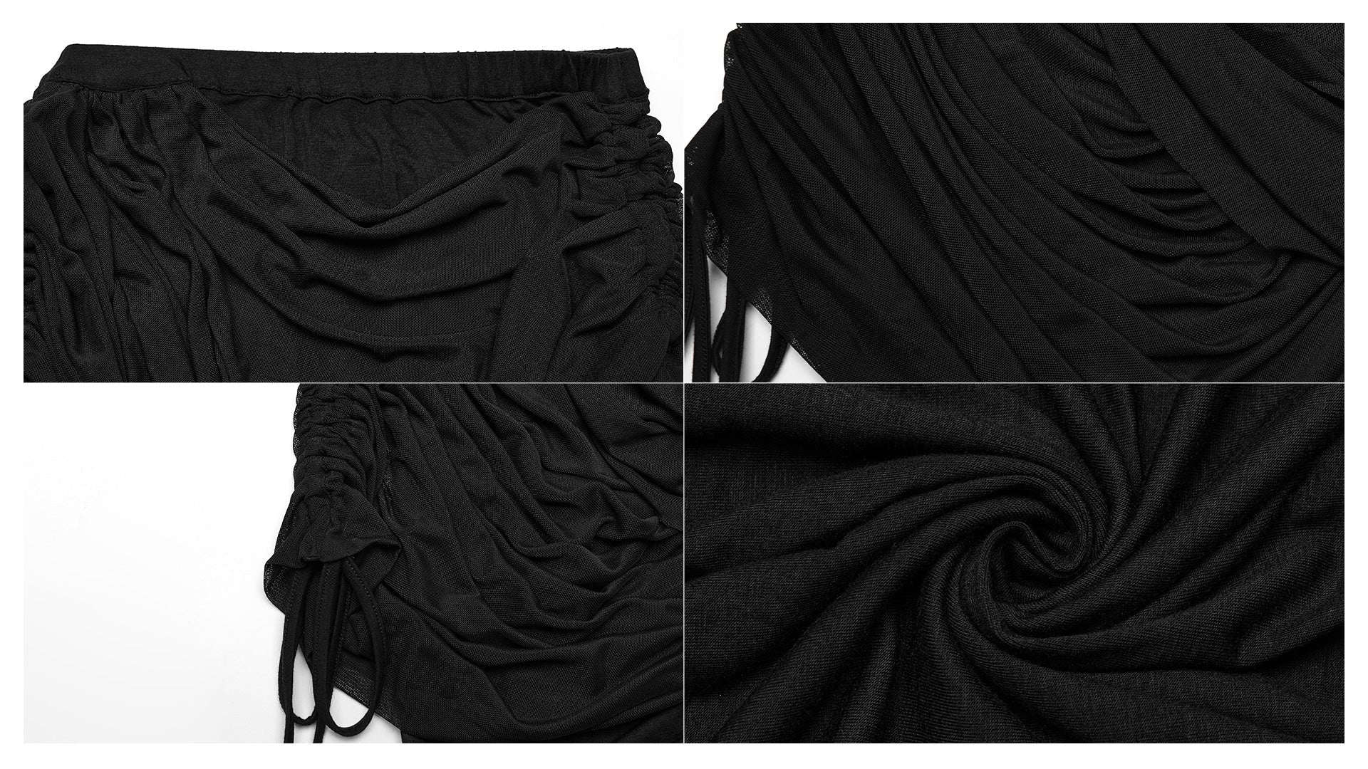 Punk Rave Zephyrine Gothic Draped Adjustable Cotton Skirt – Black