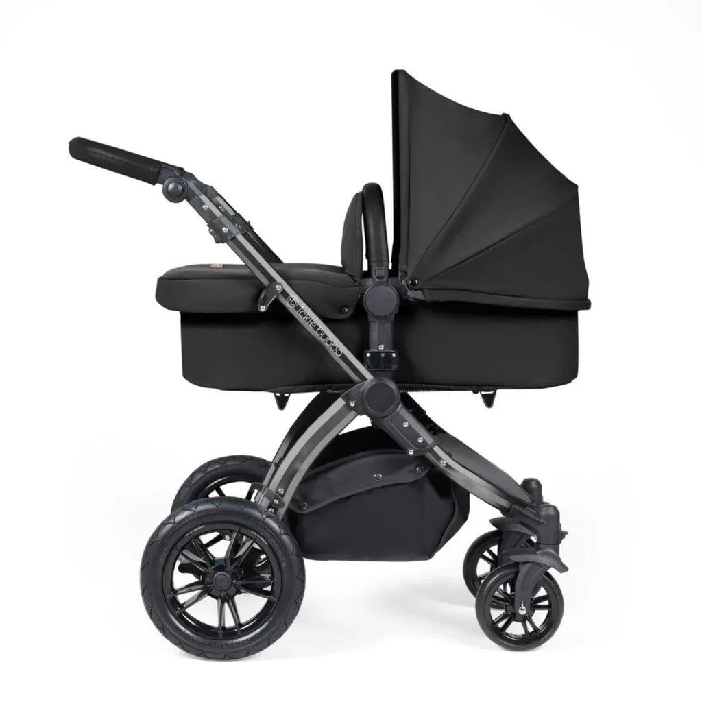 Ickle Bubba Stomp Luxe Travel System with i-Size Stratus Car Seat & ISOFIX Base 12 pcs - Black & Midnight & Black