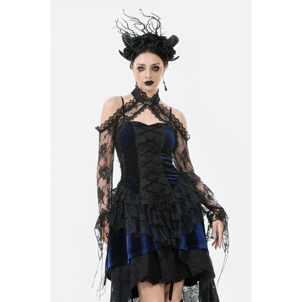 Dark in Love Thalassa Floral Lace Draped Arm Sleeves | Black Cotton