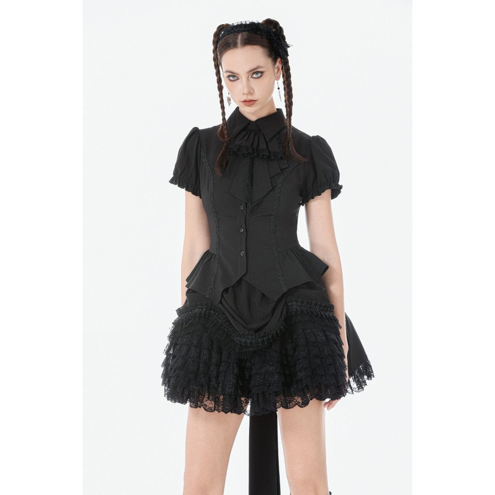Dark in Love Gothic Lace Waist-Shaping Blouse | Black Corset Style