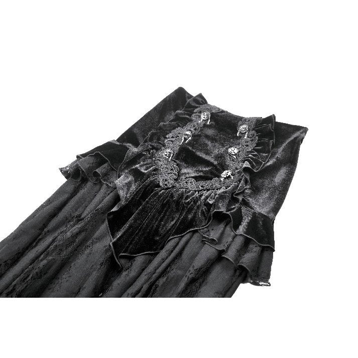 Dark in Love Gothic Lace Velvet Layered Maxi Skirt – Black Victorian