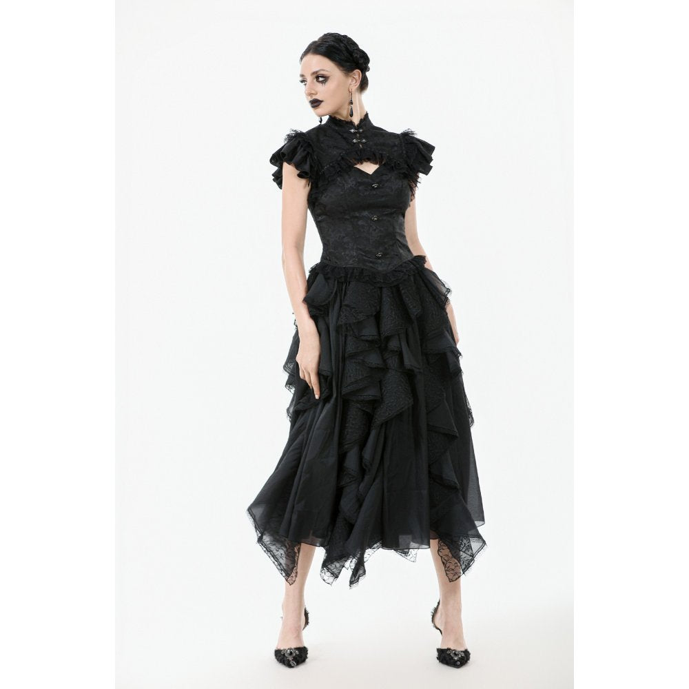 Dark in Love Seraphine Black Lace Shoulder Goth Top | Victorian Style