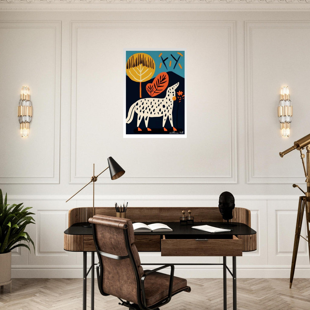Stylish Folk Art Poster - Modern Animal Illustration - Scandinavian Wall Décor