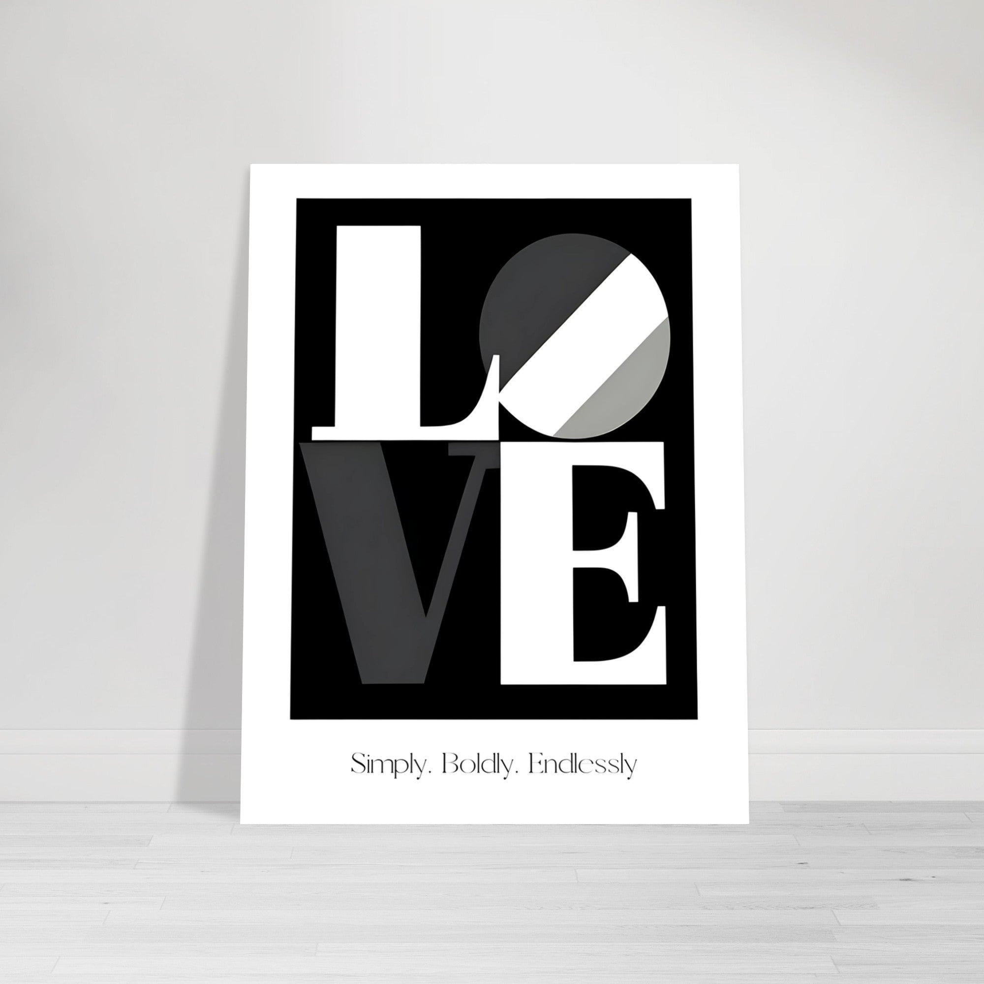 Modern LOVE Typography Wall Art – Bold Black and White Poster, Minimalist Monochrome Print, Romantic Home Decor Gift