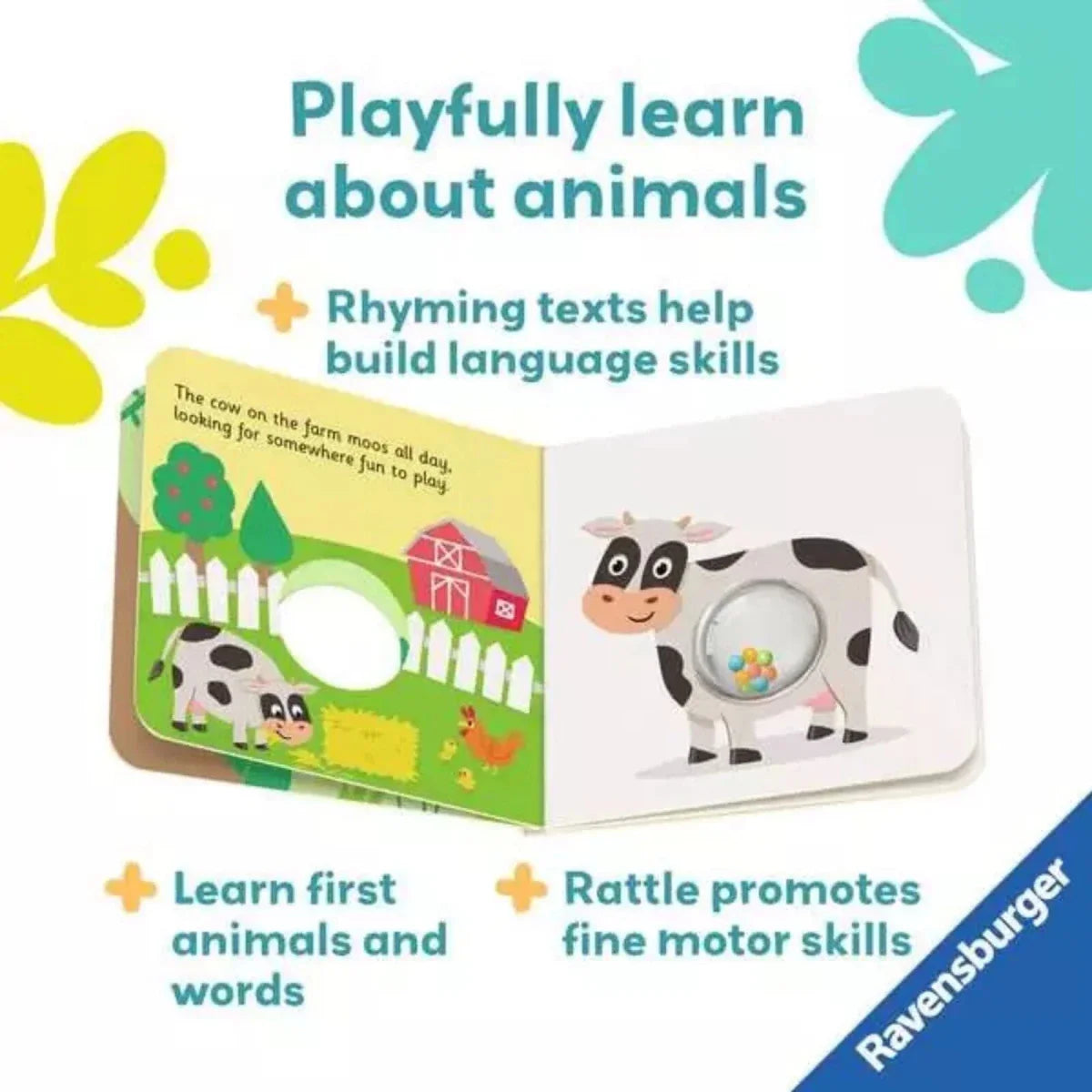 Play+ Ready Steady Shake Rattle Book - First Animals