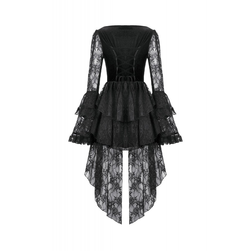 Dark in Love Gothic Velvet & Lace Embroidered Dress | Kate's Clothing