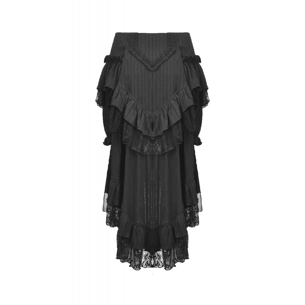 Dark in Love Cordelia Gothic High-Low Layered Skort - Black Lace