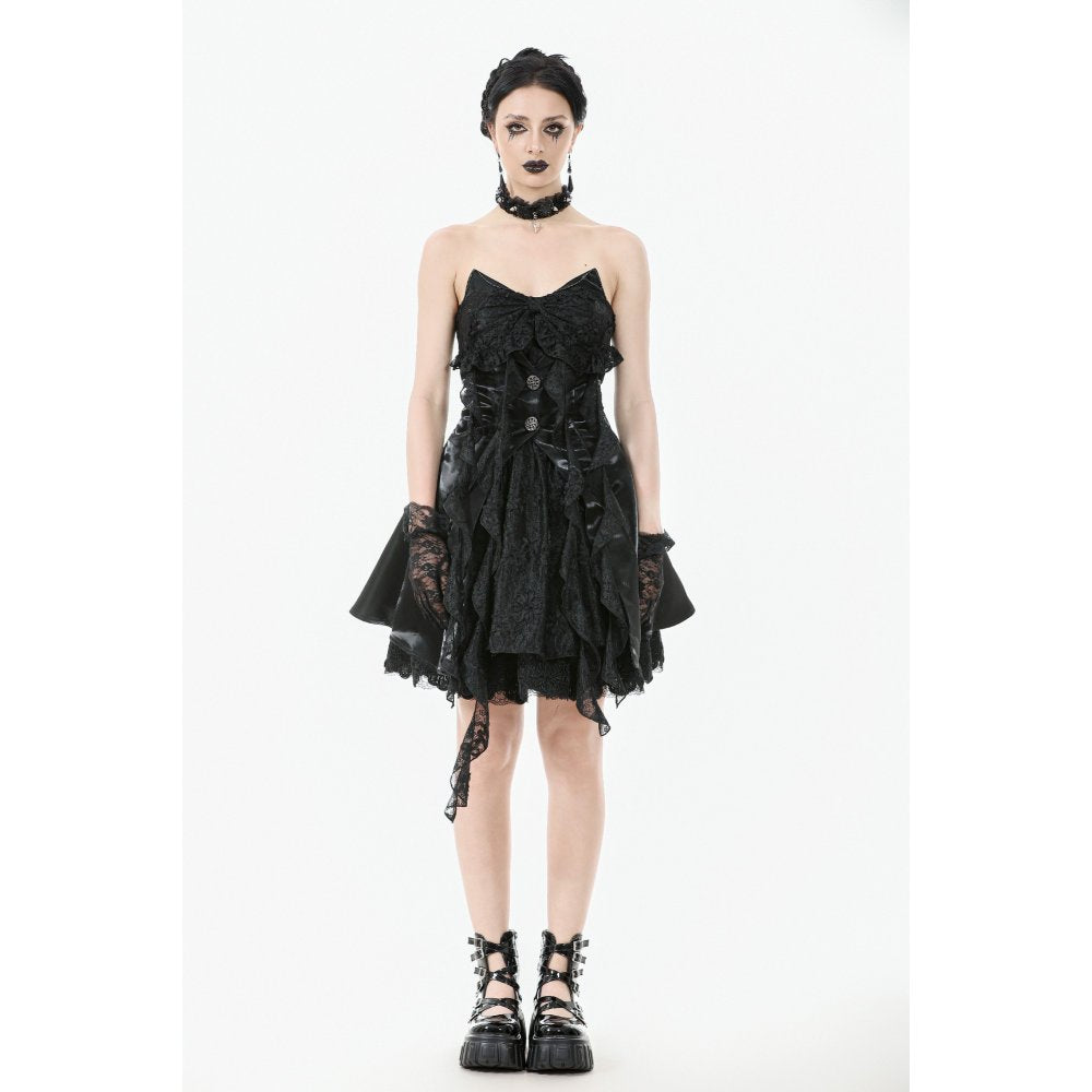 Dark in Love Sabine Gothic Layered Mini Dress | Lace Sweetheart Style