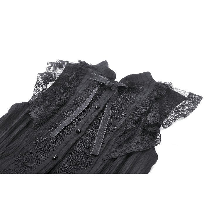 Dark in Love Diya Black Tiered Goth Dress – Sleeveless Lace Victorian