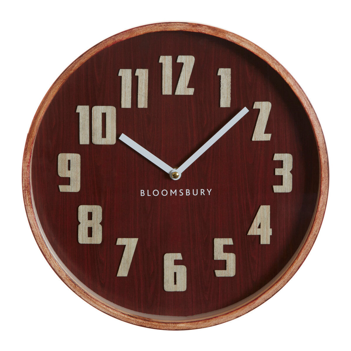 Orsina Vitus Red Grain Large Wall Clock – Retro Wood Wall Decor
