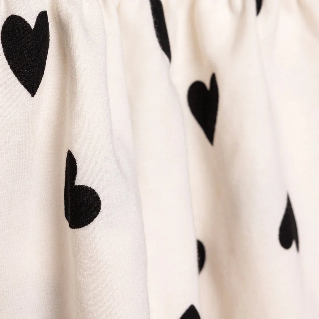 HelloBaby Girls Dress Heart Crew Neck Long Sleeve - Ecru Printed