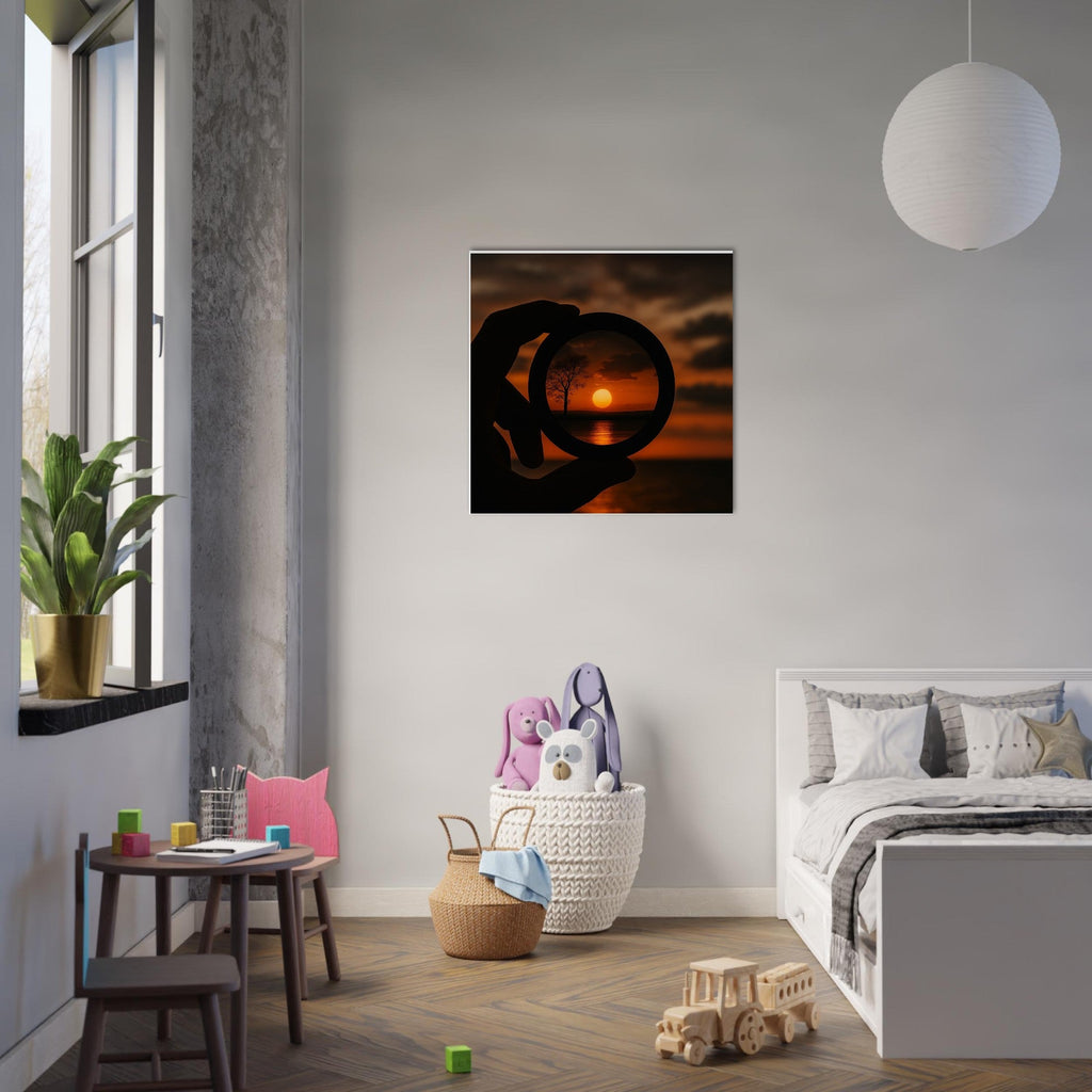 Sunset Through Camera Lens Wall Art – Photography Inspired Scenic Poster