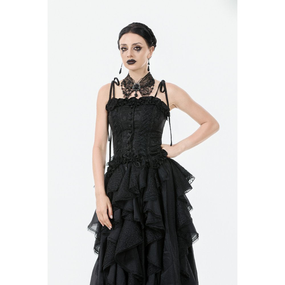 Dark in Love Lysandra Butterfly Lace Beaded Collar | Gothic Gem Drop
