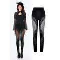 Dark in Love Gothic Velvet Mesh Patchwork Leggings – Slim Fit Trousers