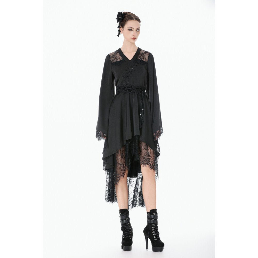 Dark in Love Selene Gothic Kimono Tail Dress – Lace High-Low Gown