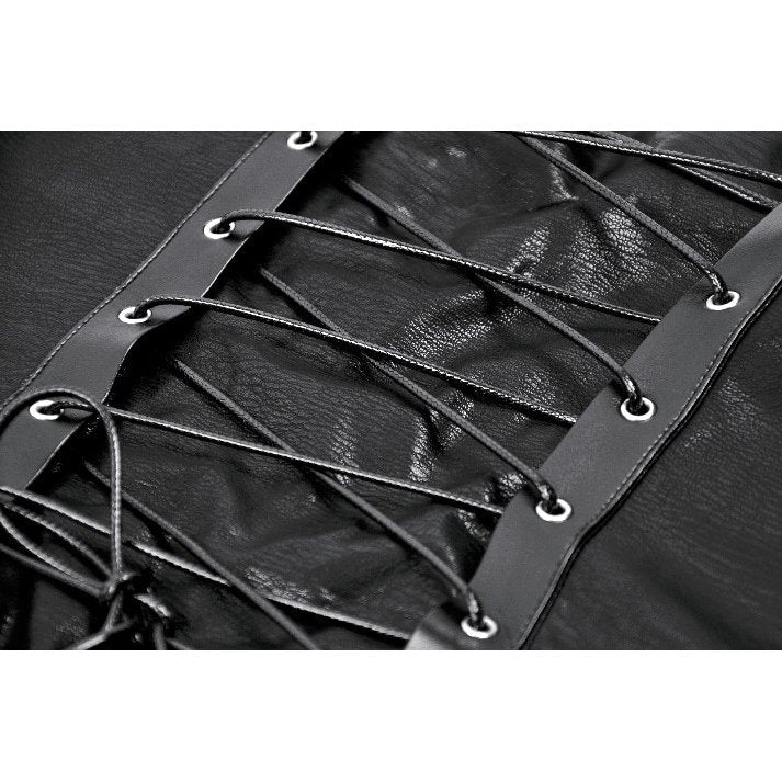 Dark in Love Vespera Spiked Faux Leather One-Shoulder Corset Top