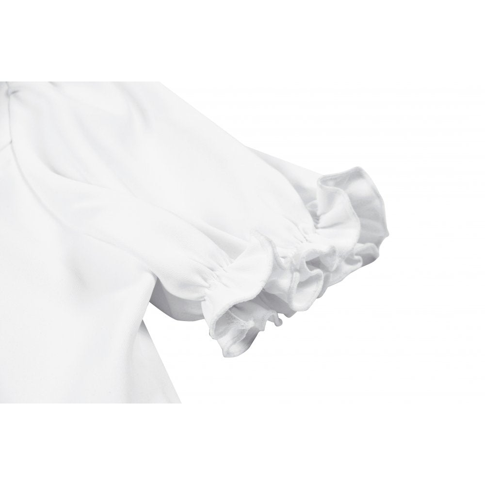 Dark in Love Elysia White Goth Blouse – Victorian Ruffle Puff Sleeve