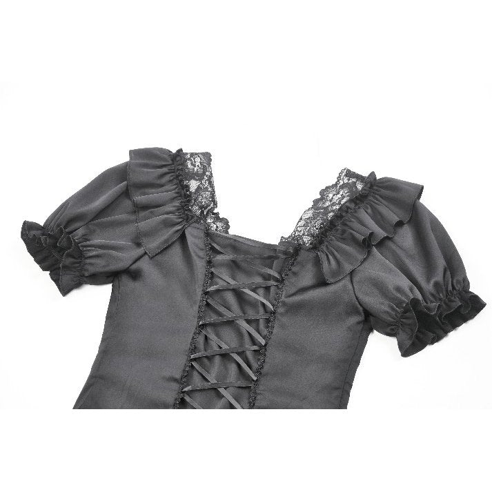 Dark in Love Seraphina Black Ruched Puff Sleeve Corset Top