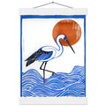 Minimalist Crane Wall Art Poster with Hanger - Japanese Ocean Prints - Modern Home Decor