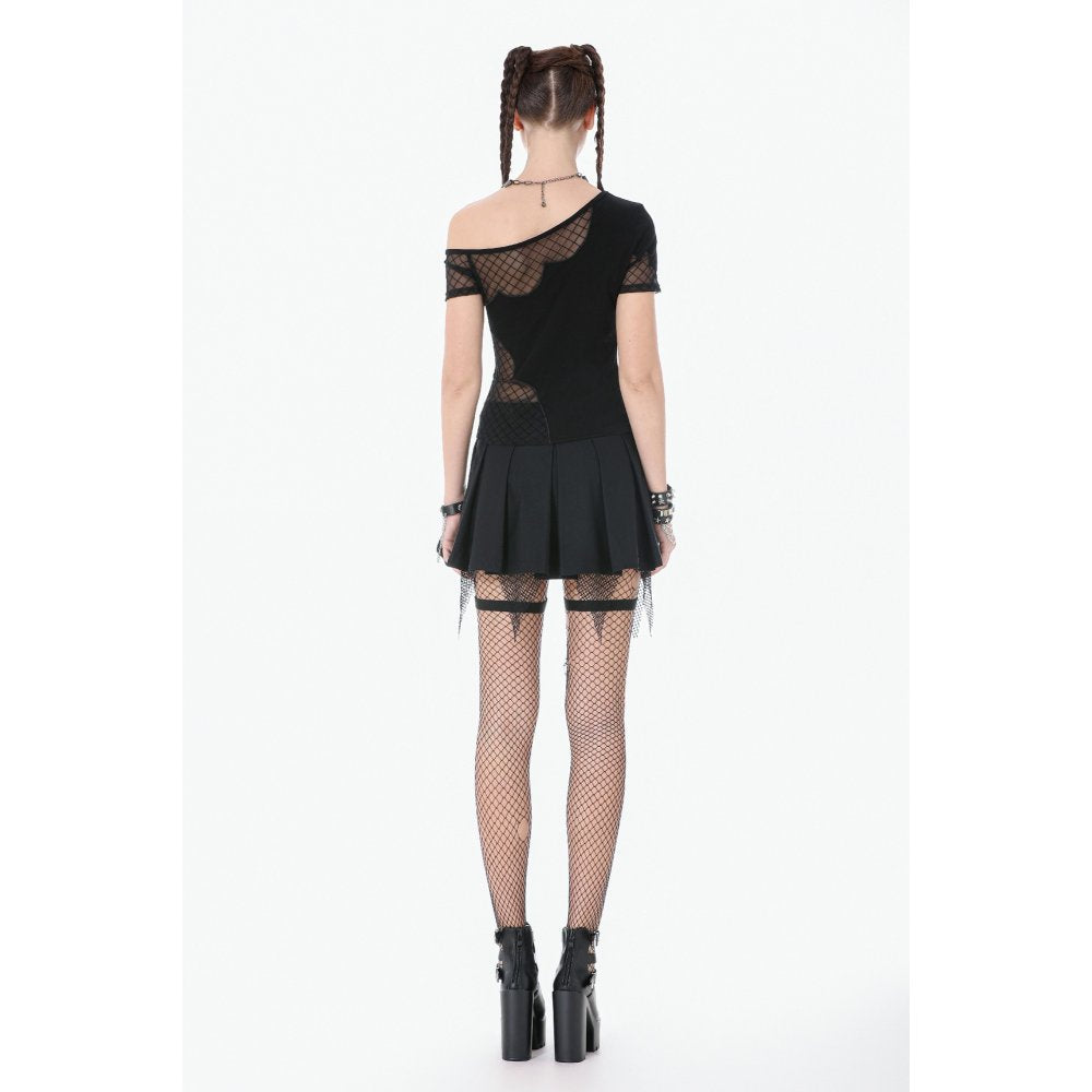 Dark in Love Punk Mesh Layered Skort Shorts with Harness Straps