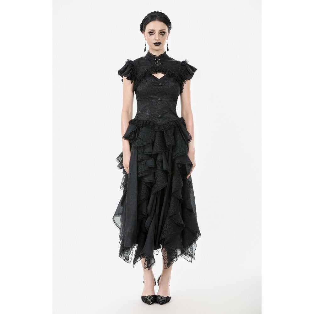 Dark in Love Seraphine Black Lace Shoulder Goth Top | Victorian Style