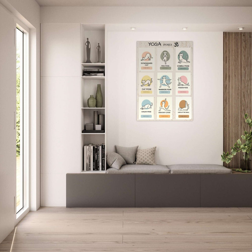 Funny Cat Yoga Wall Art – Cute Feline Yoga Poses Poster, Playful Wellness Decor