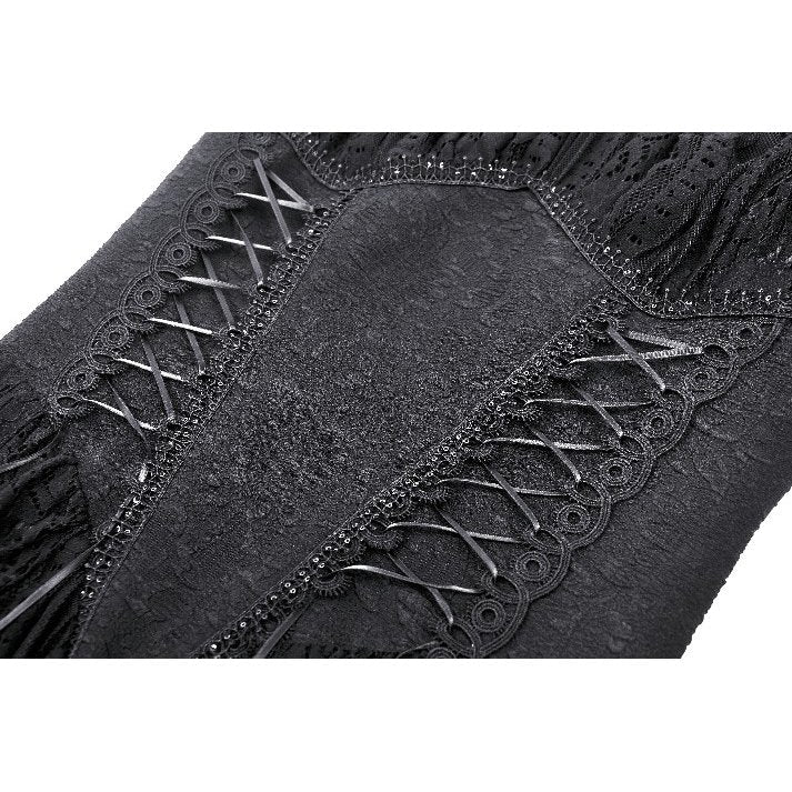 Dark in Love Kelilah Gothic Lace Hi-Low Dress with Off-Shoulder Sleeves