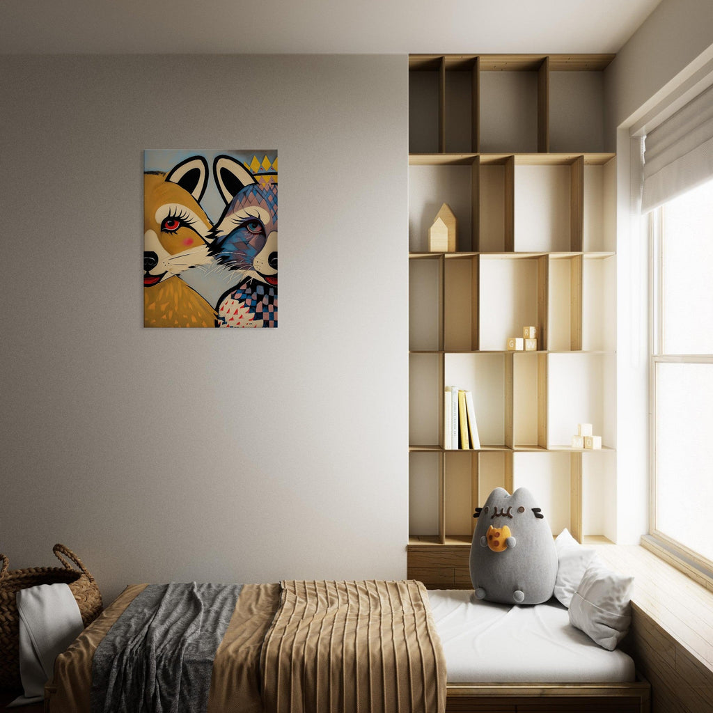 Stylized Raccoons Canvas Print  – Abstract Expressionist Canvas Wall Art