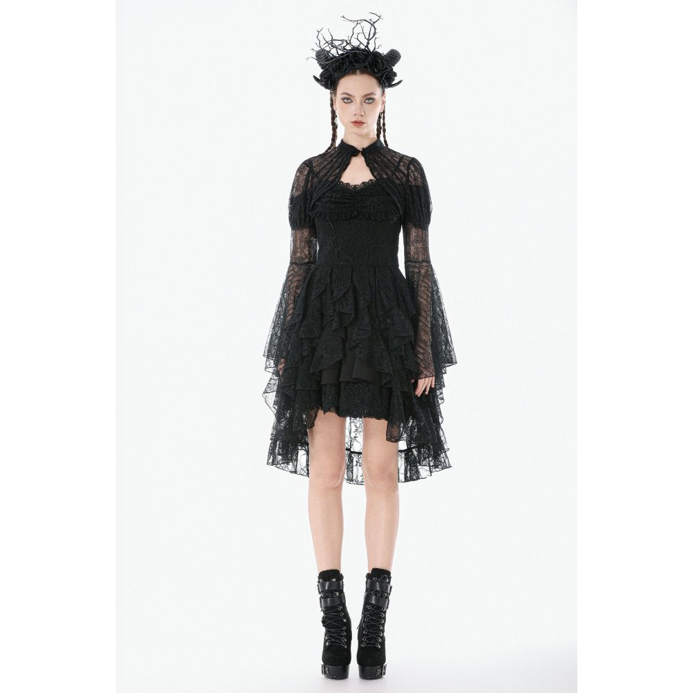 Dark in Love Elara Gothic Black Lace Shoulder Cape – Victorian Style