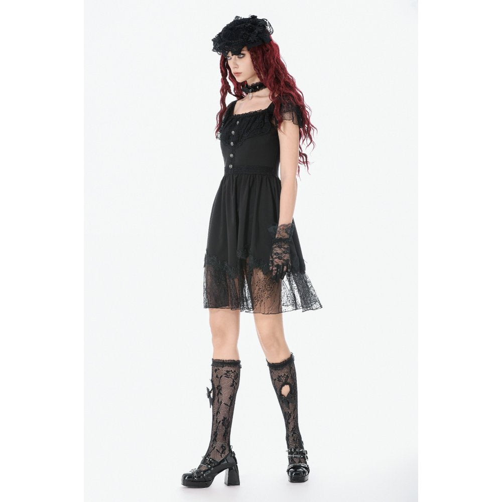 Dark in Love Black Gothic Lolita Dress – Lace Bow Sweet Style