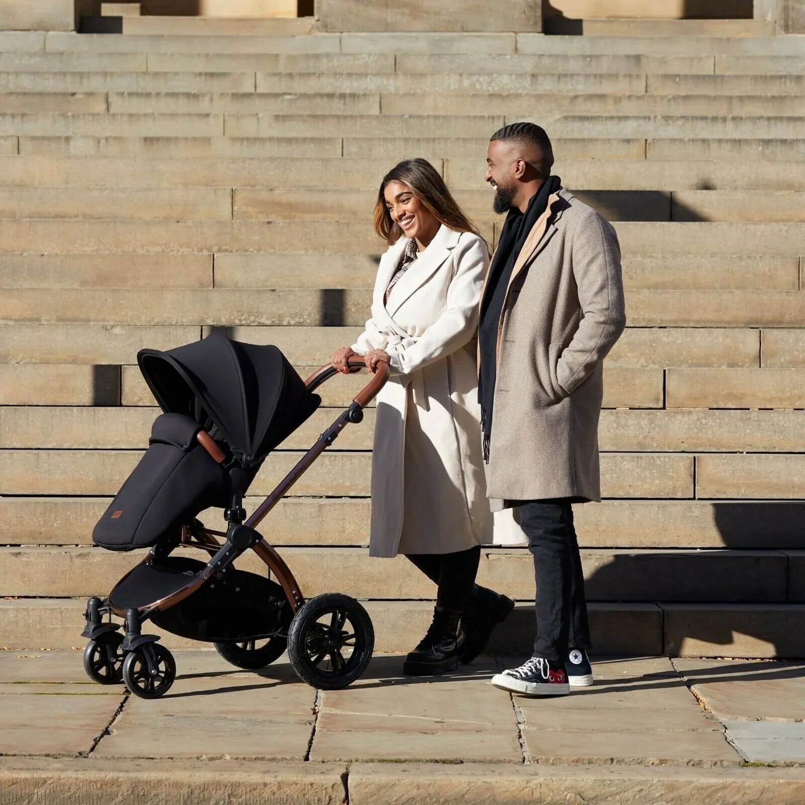 Ickle Bubba Stomp Luxe 2-in-1 Pushchair & Carrycot - Black/Charcoal Grey/Black