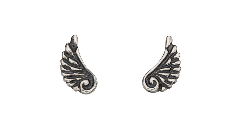 Gecko Jewellery Oxidised Sterling Silver Angel Wing Stud Earrings – 6 Pack