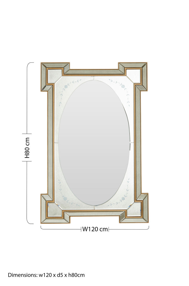 Orsina Lulu Antique Gold and Silver Rectangular Wall Mirror