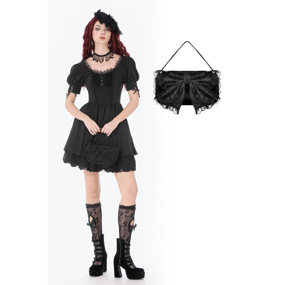 Dark In Love Victoria Mini Handbag – Black Lace & Satin Goth Bag