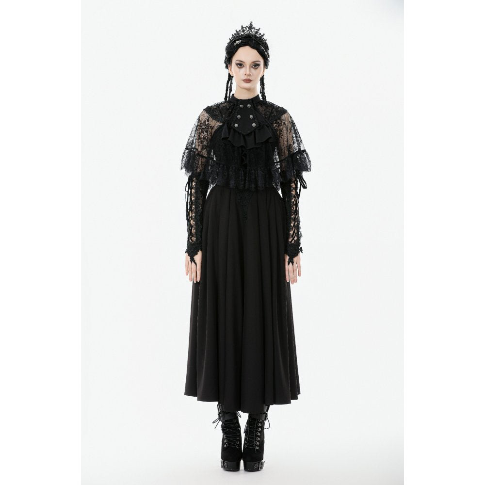 Dark in Love Bellatrix Lace Ruffle Capelet – Gothic Victorian Cape