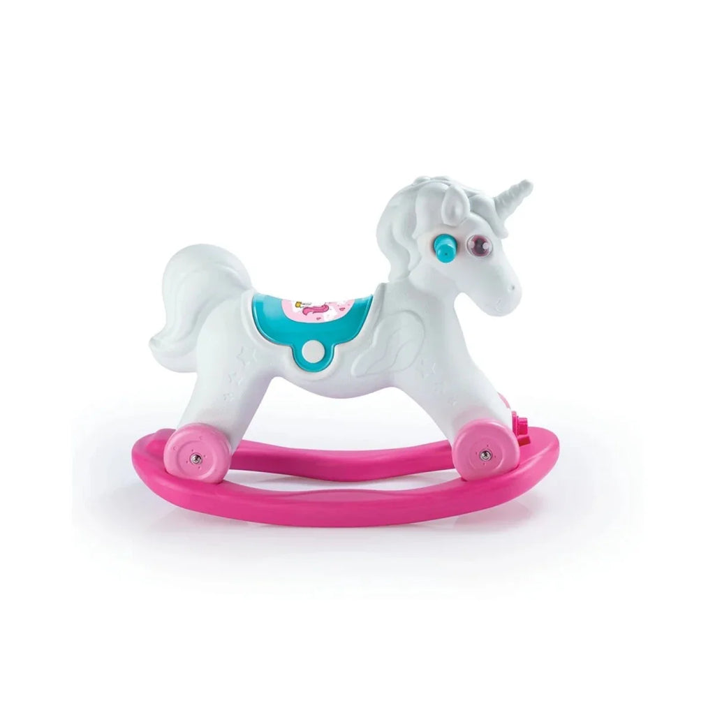 Dolu Unicorn Rocking Horse with Wheels - Pink