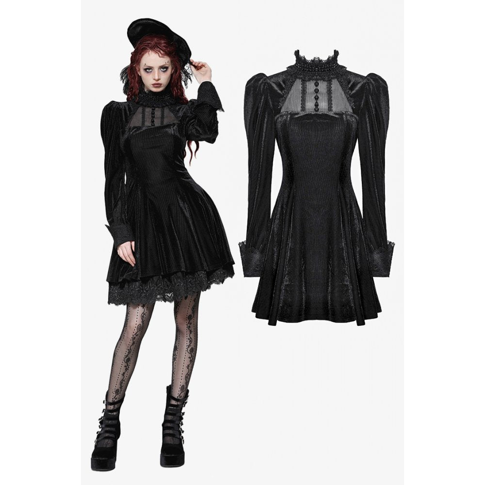 Dark in Love Inez Gown – Elegant Gothic Velvet and Lace Long Dress