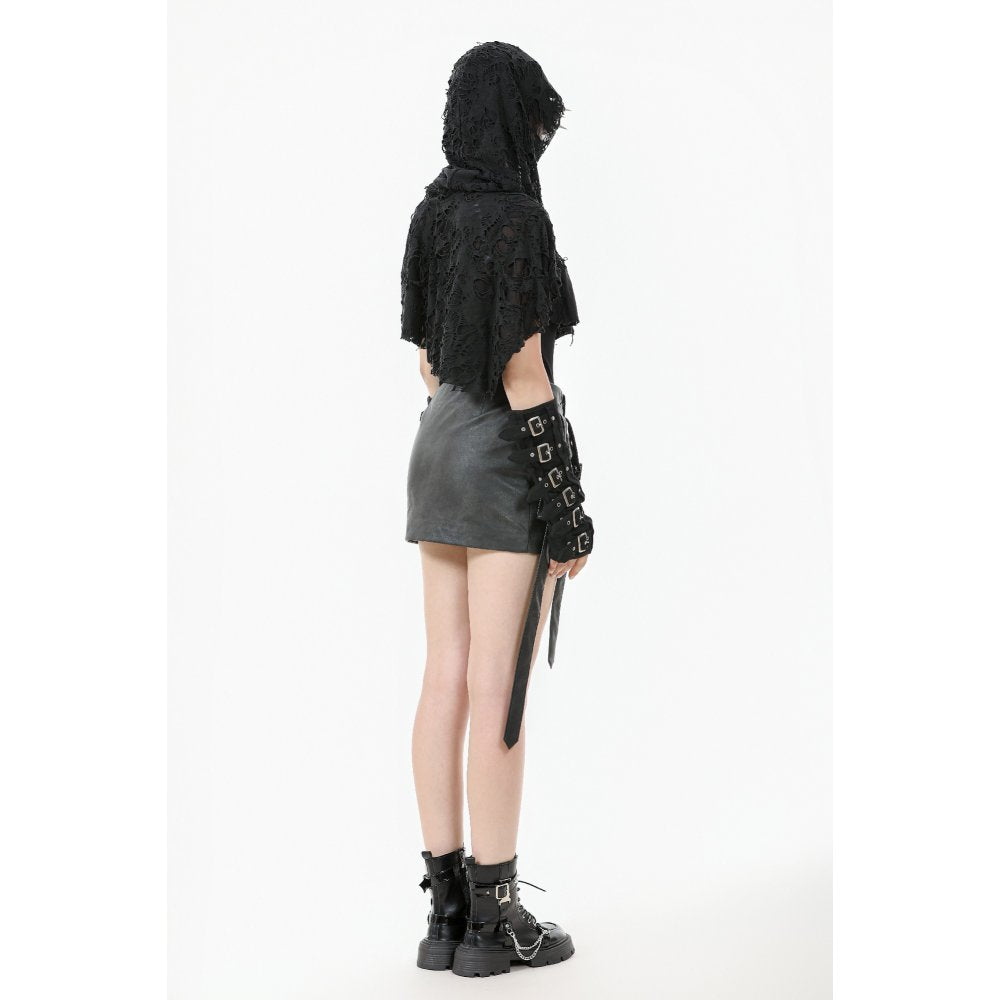 Dark in Love Nyx Distressed Shredded Hooded Poncho | Gothic Lace Cape