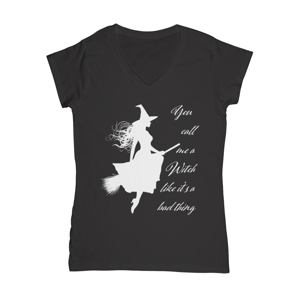 Gothic Attitude Call Me a Witch V-Neck T-Shirt | 100% Cotton Jersey