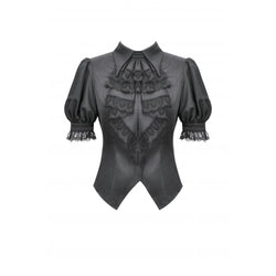 Dark in Love Viktoria Gothic Blouse – Black Lace Ruffle Victorian Top