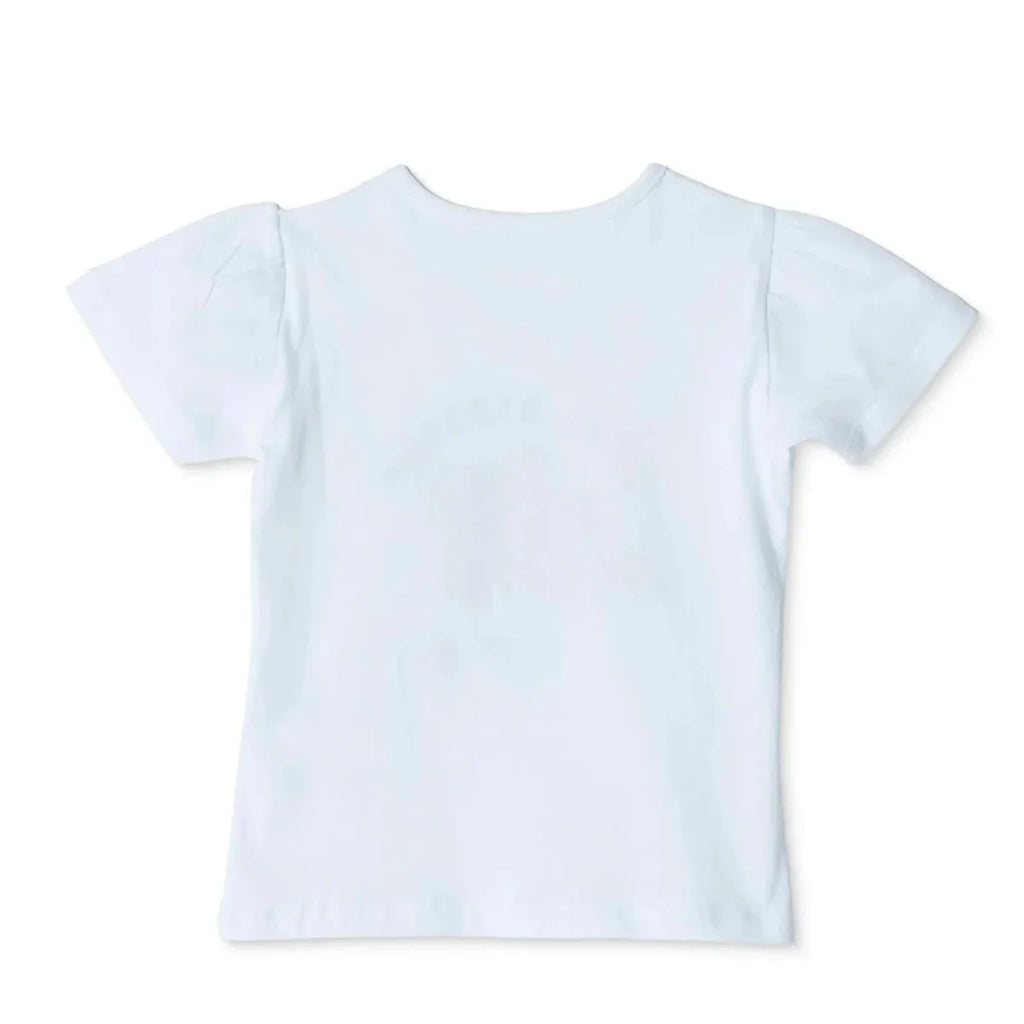 HelloBaby Girls T-shirt Floral Print Crew Neck Short Sleeve - Ecru