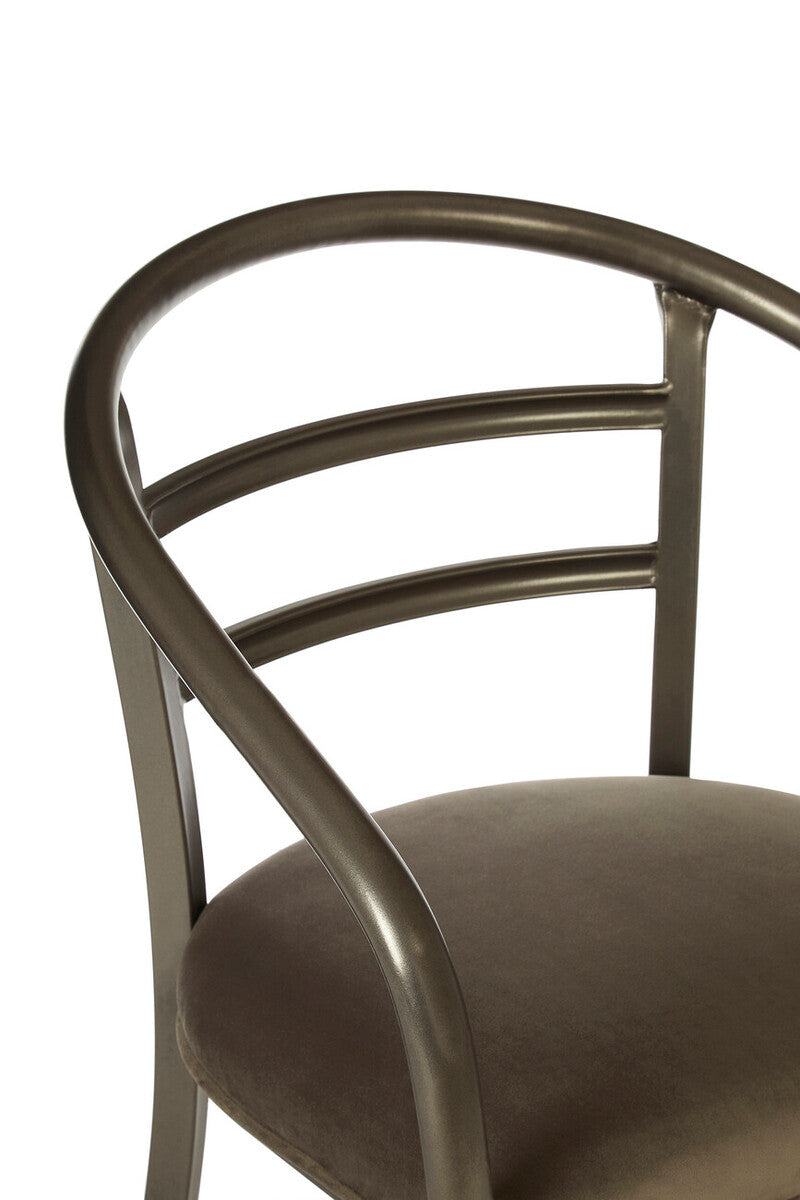 Orsina New Foundry Curved Dining Chair – Industrial Metal Upholstered Seat