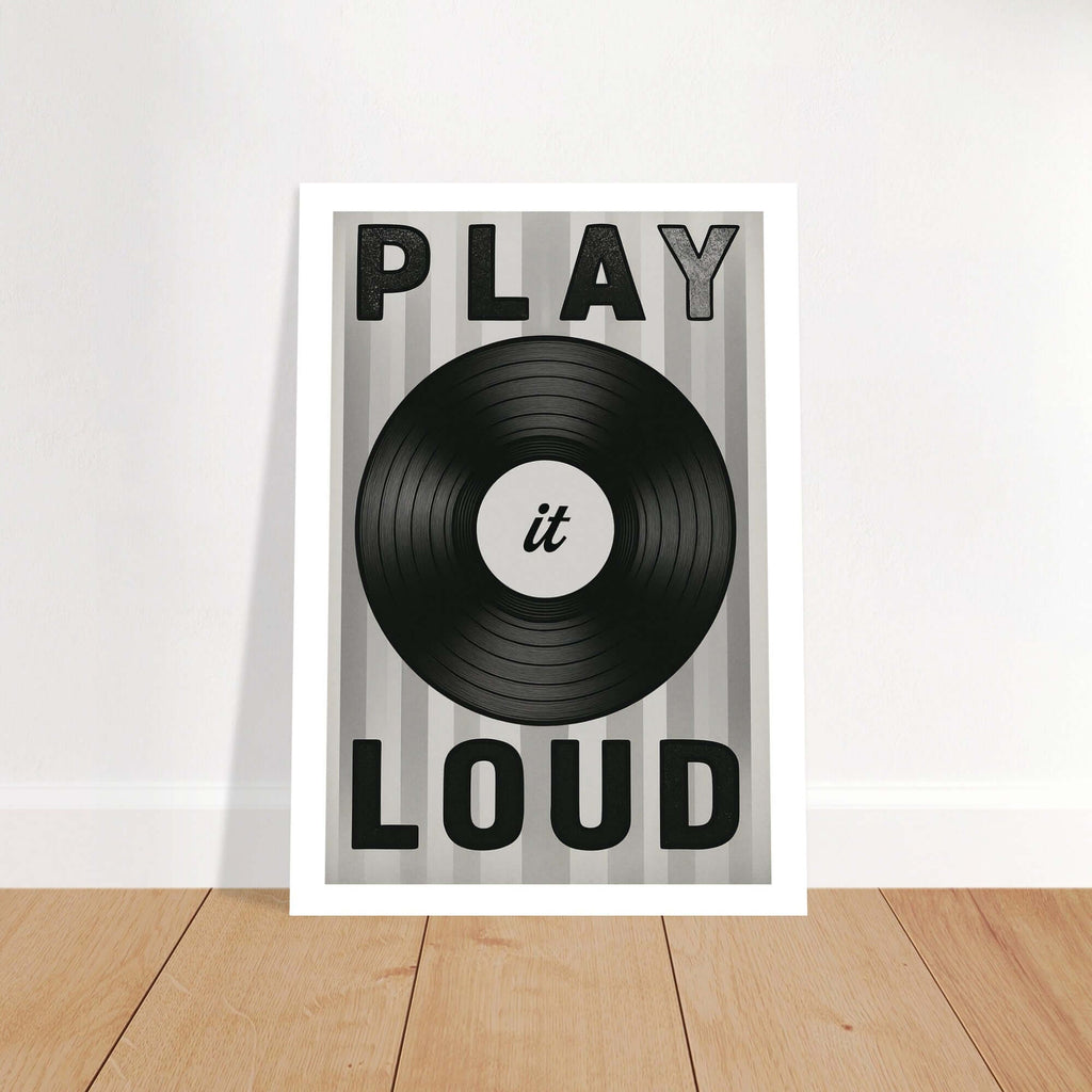 Play It Loud Vinyl Record Wall Art – Retro Music Poster for Studio & Home Decor