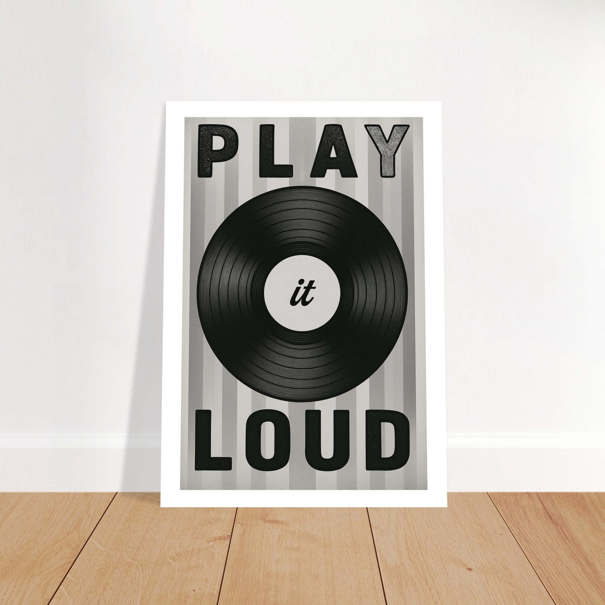 Play It Loud Vinyl Record Wall Art – Retro Music Poster for Studio & Home Decor